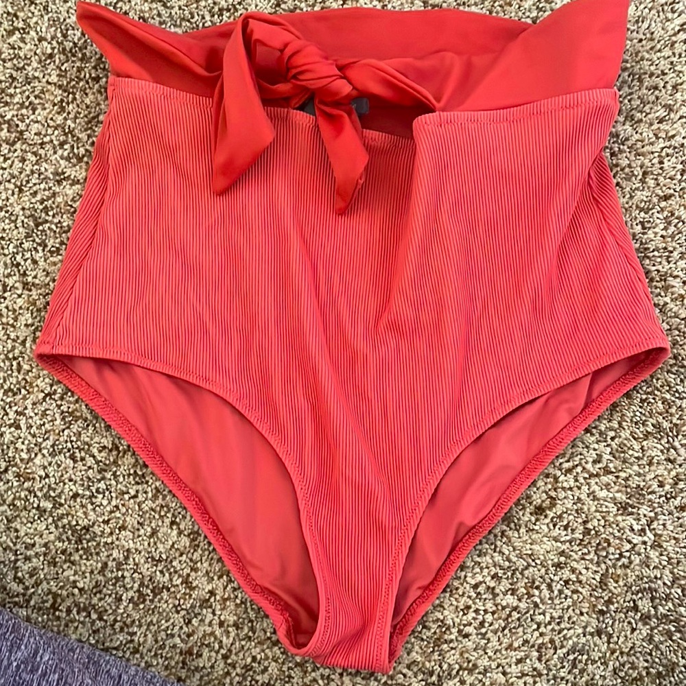 High waisted bathing suit bottoms with front tie